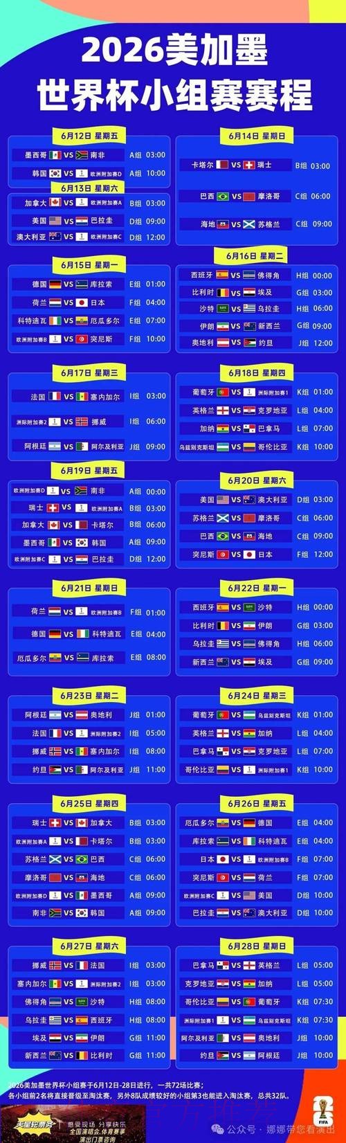 2026世界杯完整赛程高清 2026世界杯完整赛程高清